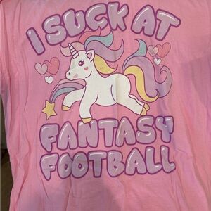 Gildan Pink Unicorn Fantasy Football Tee.